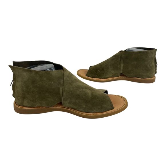BORN Iwa Comfort Crisscross Flat Sandals Army Green Suede Size 10 - Picture 5 of 9